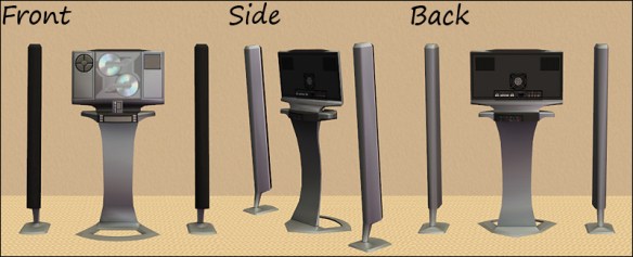 Front, side and back